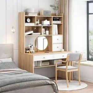 梳妆台书桌收纳柜一体组合带书柜家用简约现代梳妆台卧室化妆桌子