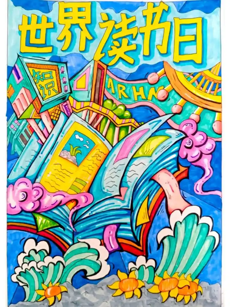 读书学习主题手绘海报 读书学习主题手绘海报