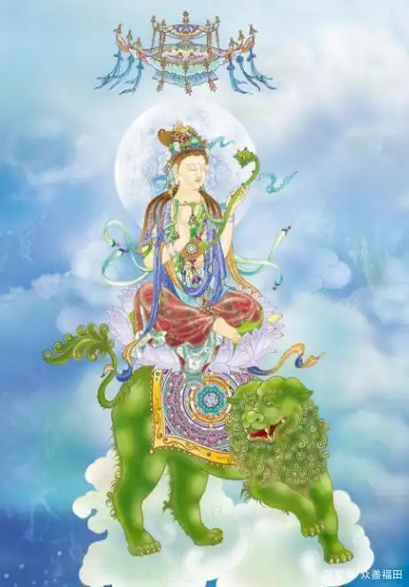 12张精美文殊菩萨画像,愿见者多福多慧,六时吉祥