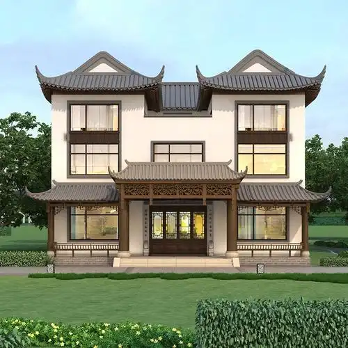 在欧式风格主导建房潮流的今天,我们同样能见到不少的中式别墅,它们以