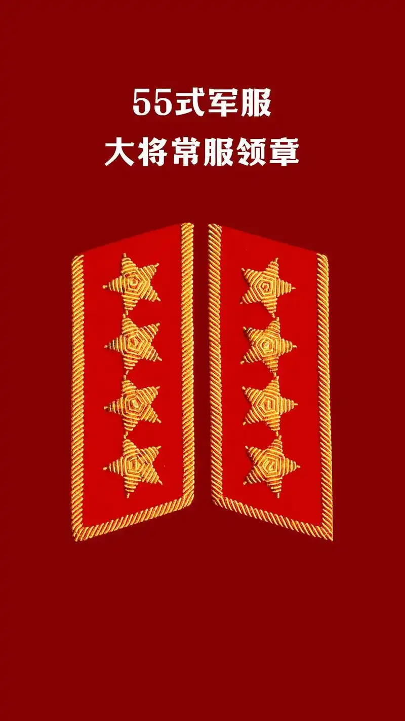 55式军服大将,元帅领章肩章欣赏.1955年,全军实行薪金制 - 抖音