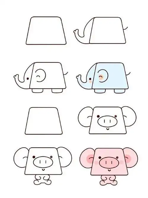 简笔画大全刺猬和老鼠梯形简笔画儿童梯形简笔画图片大全93图形变变变