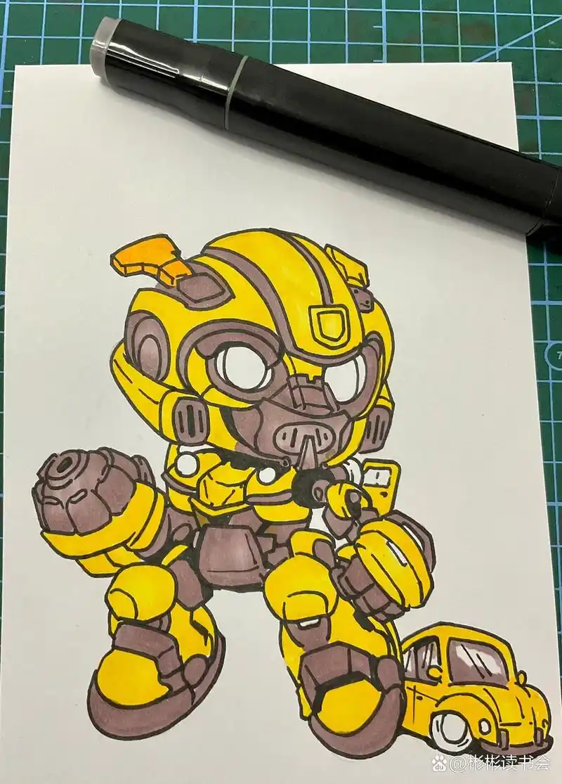 在这里分享一下大黄蜂q版动漫马克笔绘画教程96 大家国庆快乐 内附