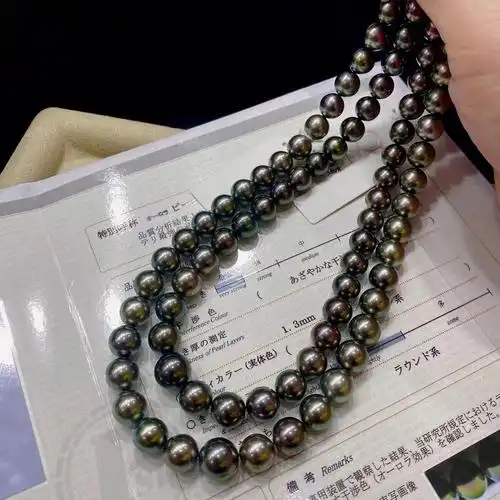 8mm正圆 极光极光孔雀几乎无暇的,高品质稀缺#珍珠项链