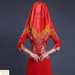 结婚红盖头包邮图片