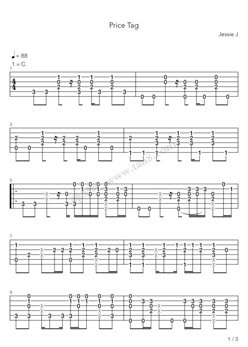 吉他谱pricetag