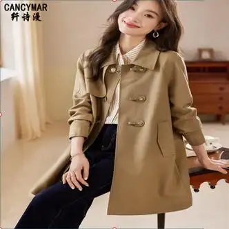 服饰内衣>女装>风衣>cancymar>cancymar品牌摩卡色风衣外套女中长款