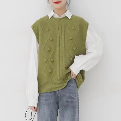 一折毛线针背心