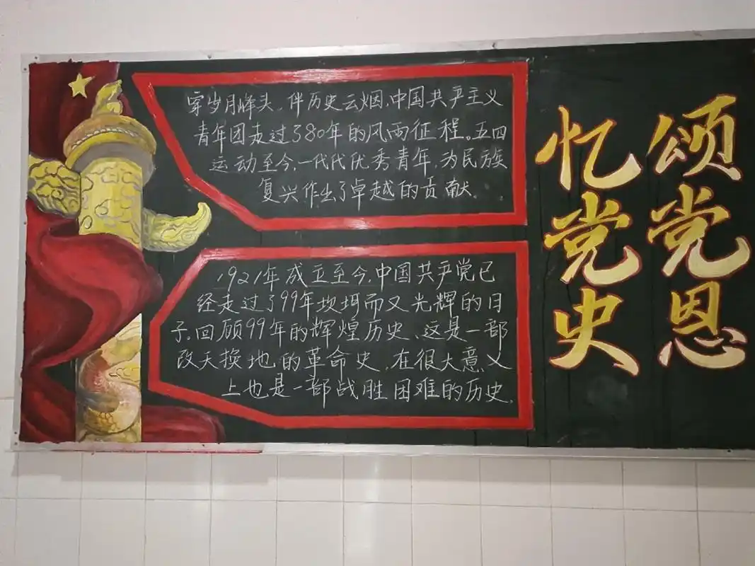 黑板报 党史学习 分享系部公共黑板报 左边部分是我