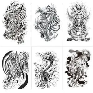 中国风招财神兽貔貅穷奇图腾防水男持久手臂花臂仿真霸气纹身贴纸