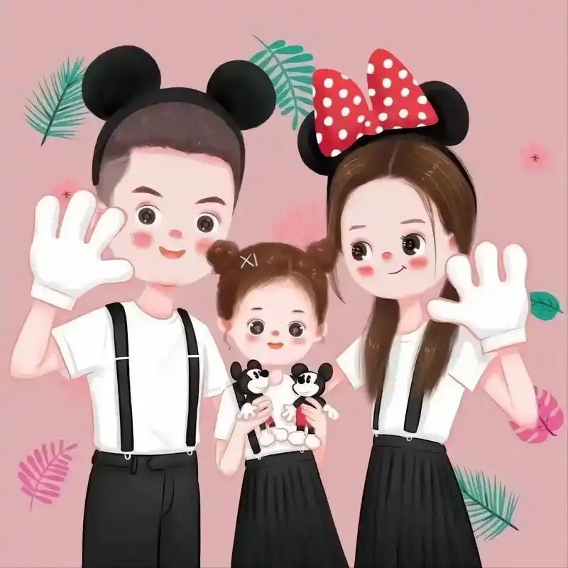 全家福卡通头像 #亲子头像 - 抖音