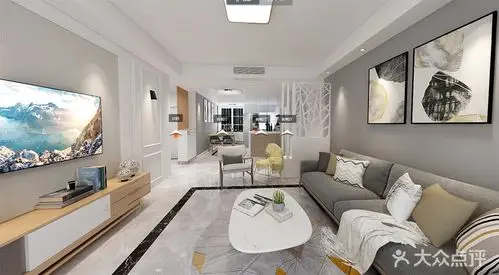 90平米三室一厅现代简约风格客厅装修效果图