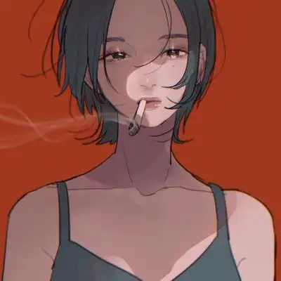 二次元吸烟女头 动漫女生抽烟冷漠霸气图片