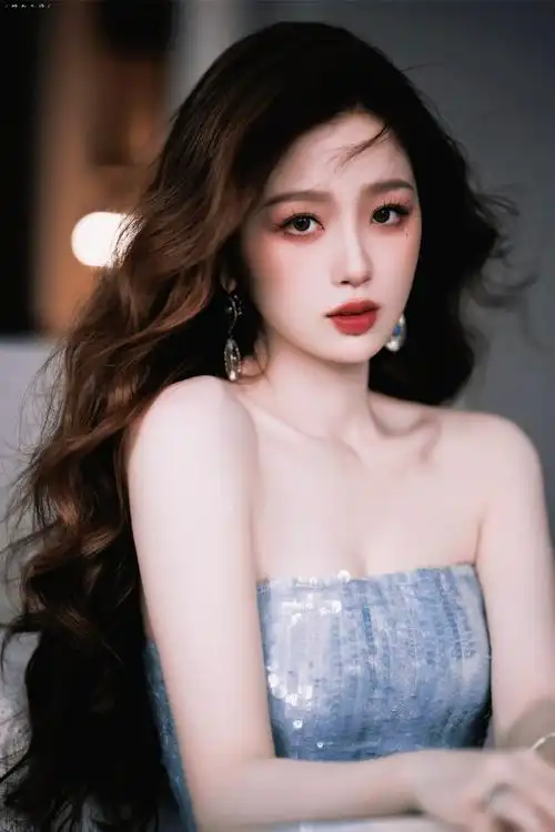 虞书欣亮片绿色抹胸裙