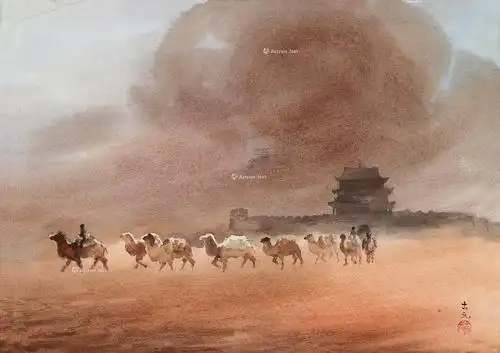 16271991年作西出阳关纸本水彩