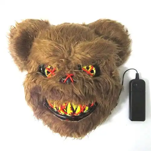 抖音同款血腥兔子 泰迪毛绒狂欢派对万圣节恐怖兔子发光面具 血腥泰迪