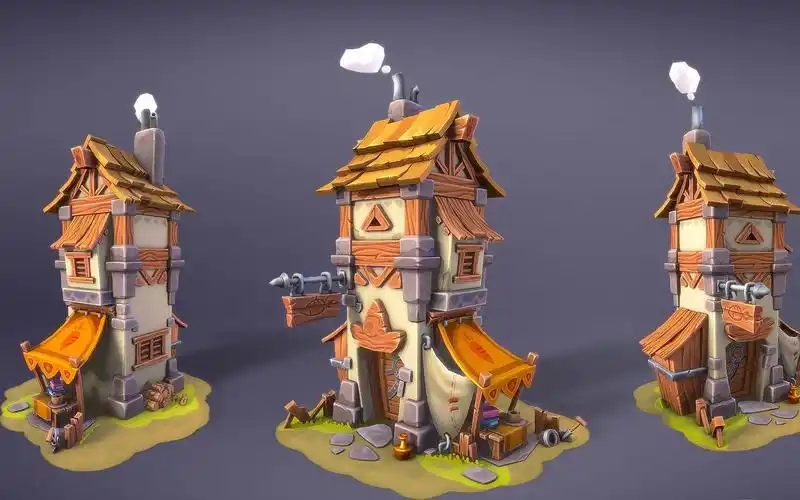 3dmax场景建模-从零教你制作一个卡通风格房屋场景模型 新手思路3d