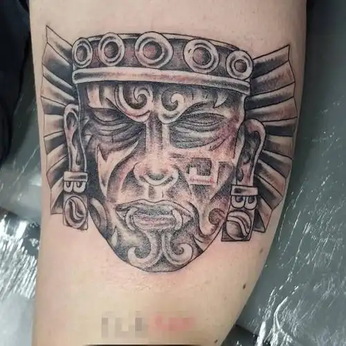 神秘的黑色几何线条玛雅部落图腾纹身图案