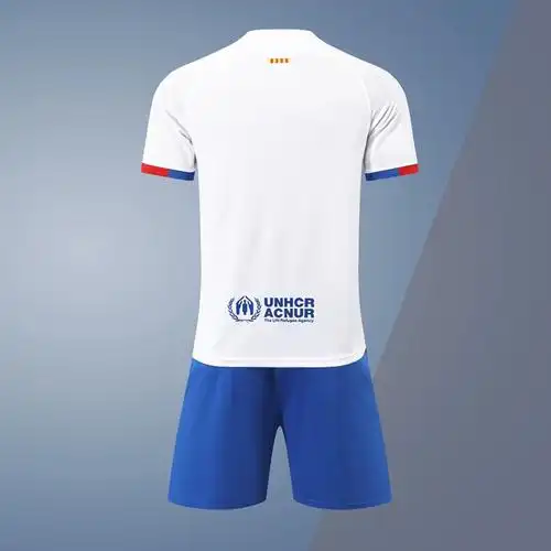 2324巴萨客场球衣梅西德容足球服成人儿童队服定制莱万印字比赛服