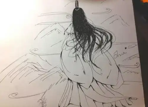 古风简笔画人物男女背影