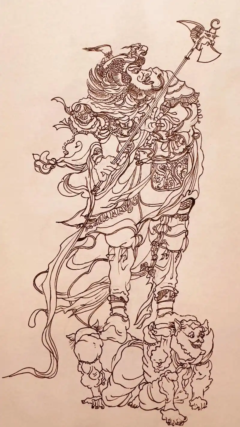 白描临摹四大天王#白描  对自己要求越高进步越快! 看是真的 - 抖音