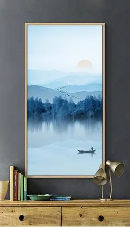 新中式意境水墨山水风景画玄关背景墙挂画