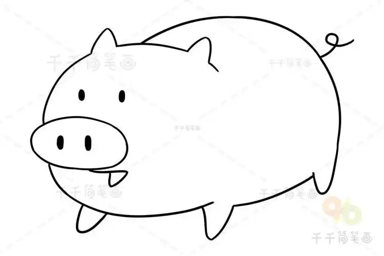 可爱卡通小猪简笔画画法
