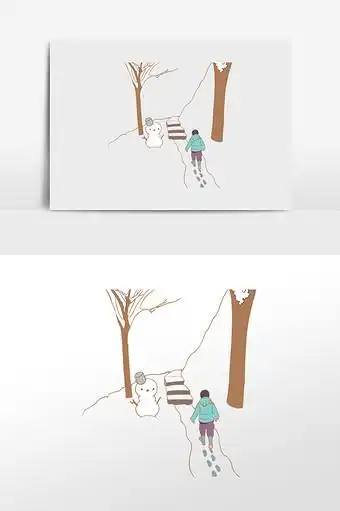 冬天下雪雪景雪中散步