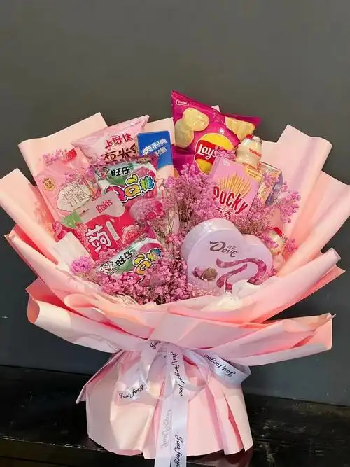 粉色系零食花束