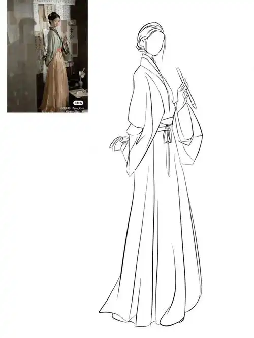 古风人物汉服小姐姐速写线稿练习①④
