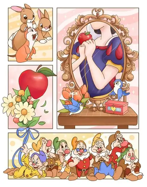 分镜插画迪士尼公主之白雪公主含线稿