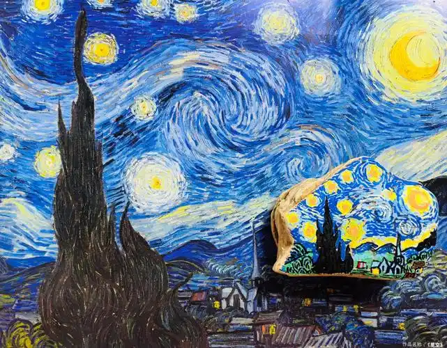 丙烯石头画星夜