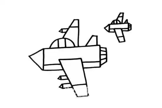 儿童简笔画战斗机的画法