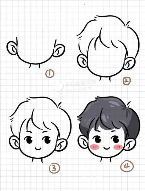 男生头发简笔画q版