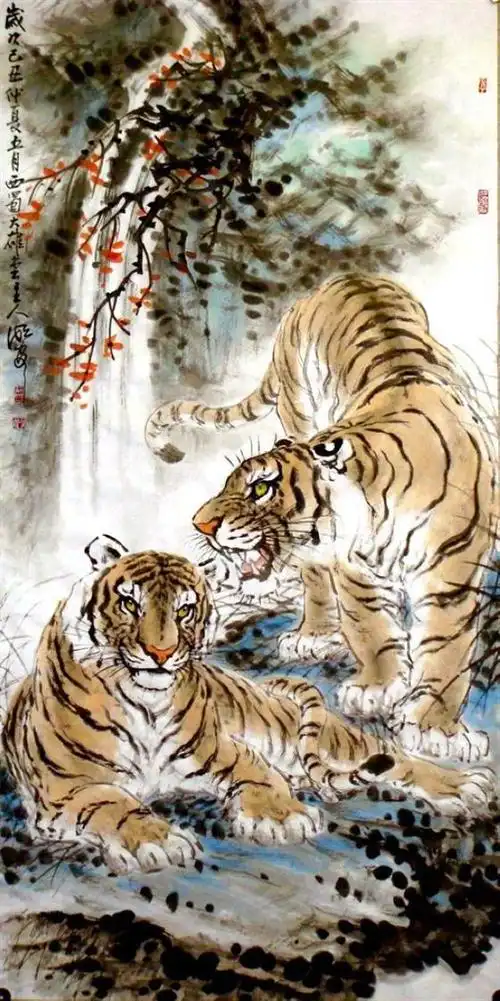 国画老虎图欣赏