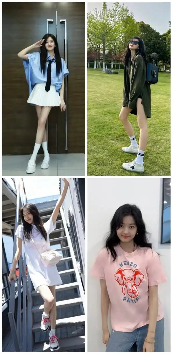 孙千穿搭合集,普通的衬衫 短裙,半袖 牛仔裤都很美99