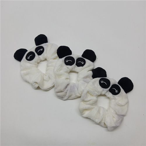 外贸出口可爱小熊猫造型大肠发圈毛绒不伤发发绳头绳发带发饰