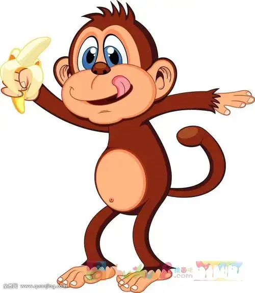 卡通猴子图片大全可爱简笔画彩色吃香蕉的猴子儿童简笔画绘画步骤教程