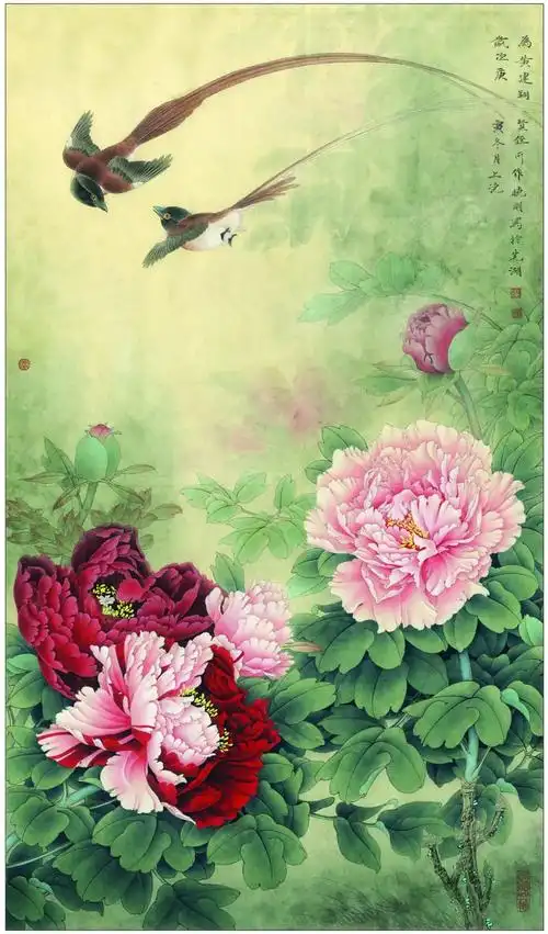 李晓明工笔牡丹《长寿永昌》,优雅高贵,美丽动人!