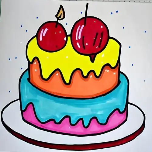 生日蛋糕图片简笔画彩色