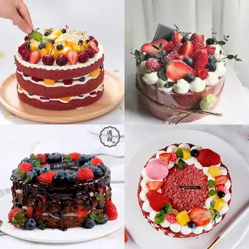 遇甜网红ins丝绒草莓男士女士新鲜水果生日蛋糕新鲜生日蛋糕