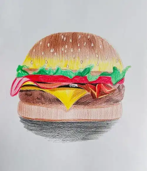 彩铅汉堡