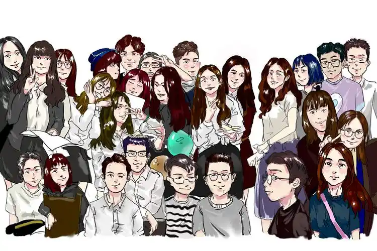 社团成员合照手绘版