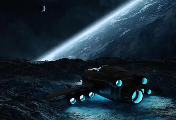 宇航员探索一颗小行星与未来的宇宙飞船图片