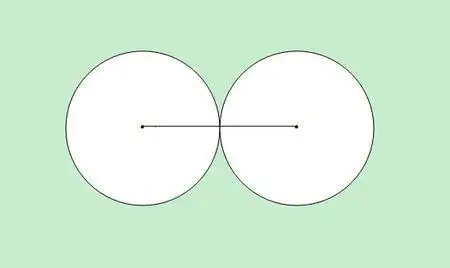 由两个同样大小的圆组成一个图形,这两个圆的圆心之间的距离等于其中