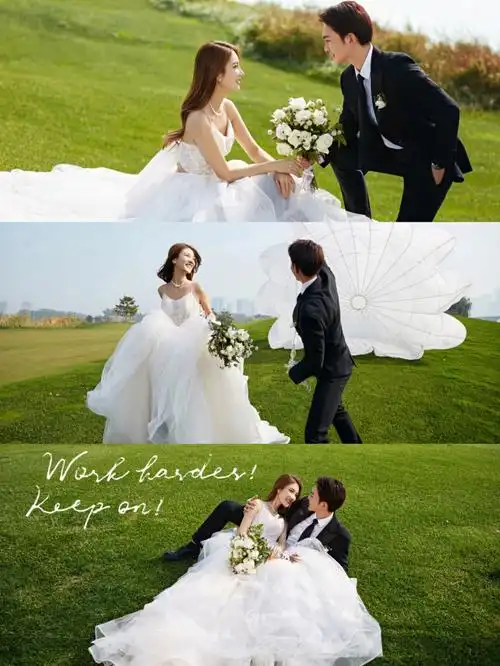 美出圈的草坪婚纱照100的甜蜜值