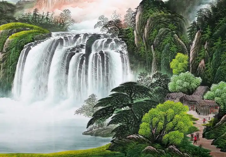 【已售】吴东六尺聚宝盆山水画《源远流长》