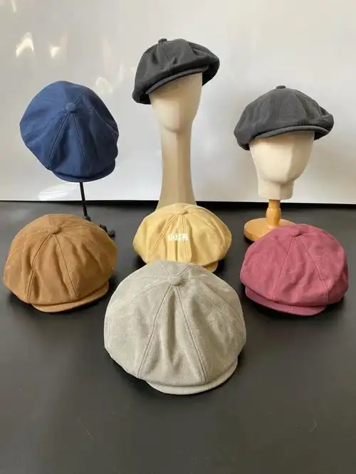 八角帽鸭舌帽男女通用小云朵帽贝雷帽