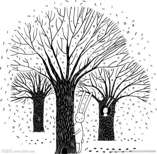 大树线描图片