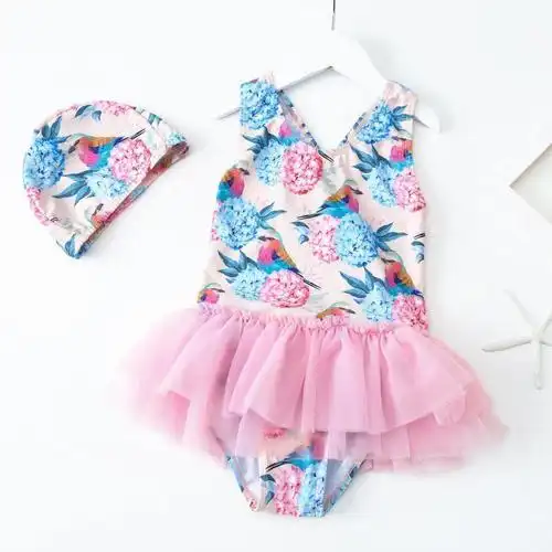 儿童泳衣连体分体泳衣女宝宝温泉比基尼女孩公主游泳套装x5